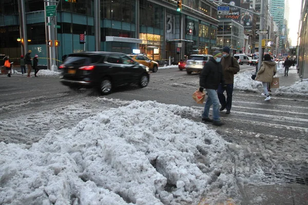 Декабря 2020 Года Нью Йорк Сша Последствия Сильного Снегопада Нью — стоковое фото
