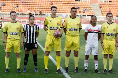 SAO PAULO - AUG 28, 2019: SAO PAULO VS SANTOS. Match between Sao Paulo against Santos for the 14th round of the Paulista championship, at the Paulo Machado de Carvalho stadium