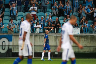 Porto Alegre - Ekim 02, 2019: Gremio 'ya karşı oynanan maçta, Amerika' nın Copa Libertadores takımının yarı finallerinde 1. maçta geçerlidir.