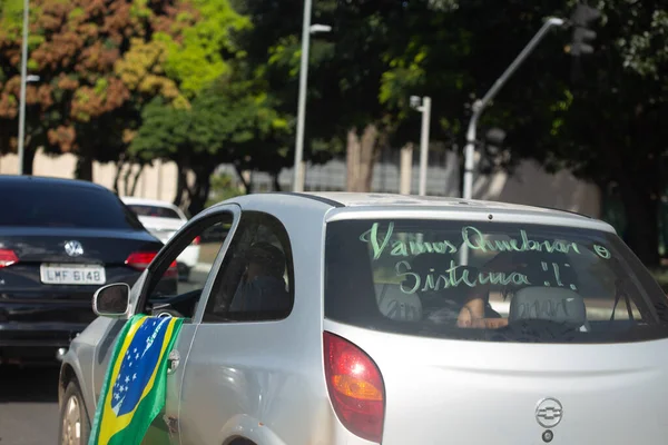 Мая 2020 Года Бразилиа Бразилия Проболсонарские Протестующие Участвуют Кортеже Выступают — стоковое фото