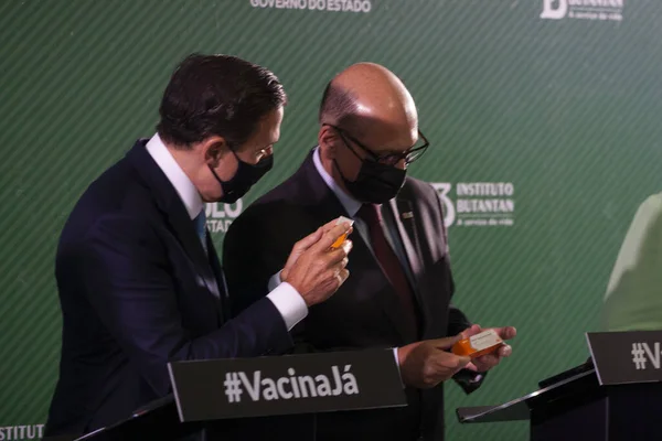 Guvernör För Sao Paulos Presskonferens Vaccinet Covid Januari 2021 Sao — Stockfoto
