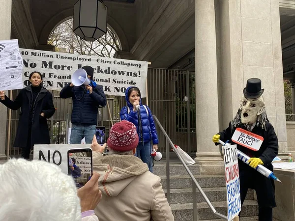 Novembro 2020 Nova York Eua Pessoas Protestam Contra Bloqueio Prefeito — Fotografia de Stock