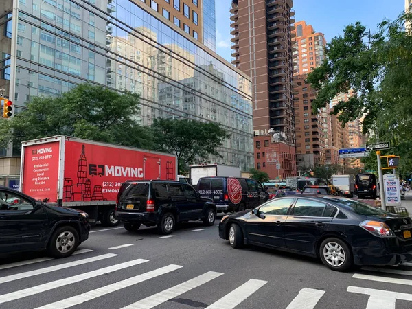 Nieuw Zwaar Verkeer Manhattan Ten Nadele Van Voetgangers Juli 2020 — Stockfoto