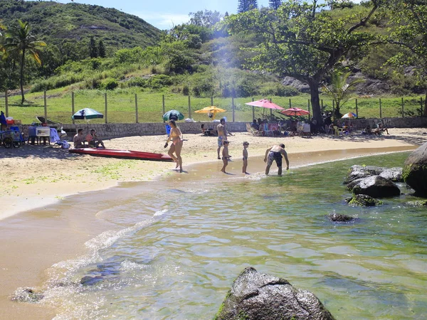 Kraftig Rörelse Människor Secret Beach Espirito Santo Januari 2021 Vila — Stockfoto