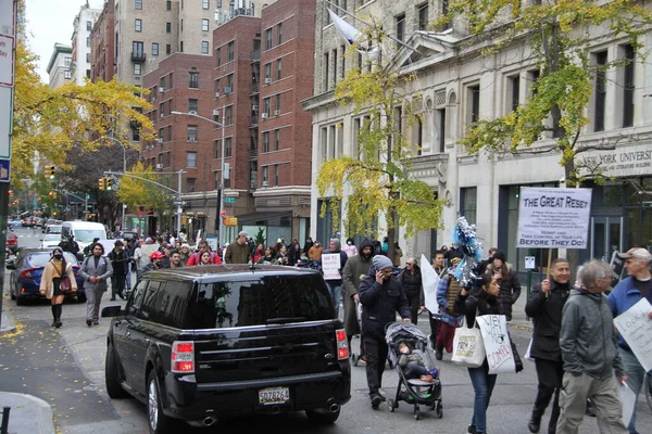 Novembro 2020 Nova York Eua Pessoas Protestam Contra Bloqueio Prefeito — Fotografia de Stock