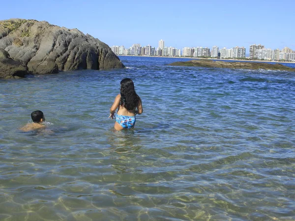 Int Movimento Pessoas Ilha Itatiaia Janeiro 2021 Vila Velha Espírito — Fotografia de Stock