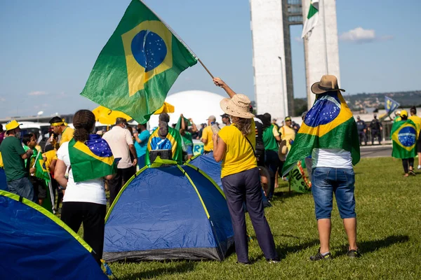 Proteste Favore Del Presidente Brasiliano Maggio 2020 Brasilia Brasile Manifestanti — Foto Stock