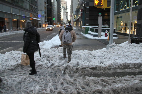 (NEW) Aftermath of Blizzard in New York . December 17, 2020, New York, USA: The aftermath of the heavy snow falling in New York brought lots of side effects and fun to many. It caused lots of difficulties for many people to move around and got the c