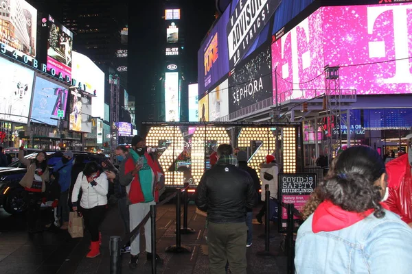 Januari New York Verenigde Staten Welkom 2021 Times Square — Stockfoto