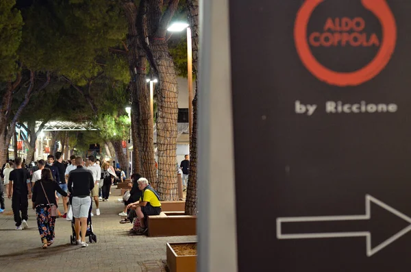 Růžová Noc Riccione Srpna 2020 Raccione Rimini Itálie Během Růžové — Stock fotografie