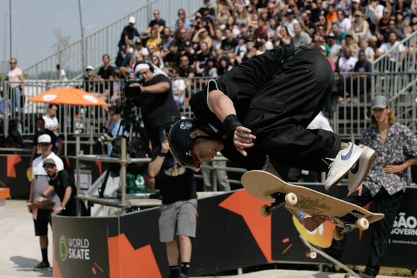 Sao Paulo 2019 Skate Skatista Brasileiro Pedro Quintas Classifica Para — Fotografia de Stock