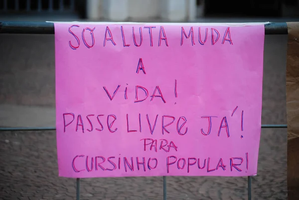 Sao Paulo 2019 Estudiantes Manifestantes Frente Edificio Bruno Covas —  Fotos de Stock