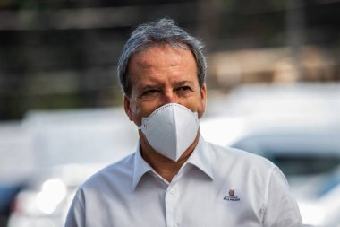 Sao Paulo Belediye Başkanı UBS sağlık kliniği reformuna katılıyor. 28 Temmuz 2020, Sao Paulo, Brezilya: Sao Paulo Belediye Başkanı Bruno Covas, UBS kliniği Vila Calus 'un yenilenmesi ve uygulanmasına katılır. 