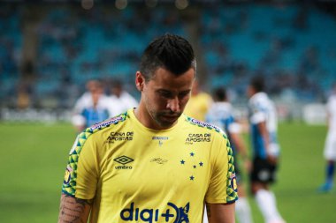 Porto Alegre - Ekim 02, 2019: Gremio 'ya karşı oynanan maçta, Amerika' nın Copa Libertadores takımının yarı finallerinde 1. maçta geçerlidir.