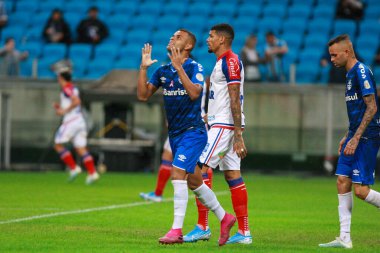 Porto Alegre - Ekim 02, 2019: Gremio 'ya karşı oynanan maçta, Amerika' nın Copa Libertadores takımının yarı finallerinde 1. maçta geçerlidir.
