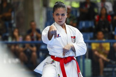 SAO PAULO, SP, 07.02.2020 - PRE-OLIMPICO NACIONAL 2020 - CATEGORY + 61 KG FEMALE - Olimpiyat öncesi dünya karatesi için ulusal seçim, kategori + 61 kg kadın. 