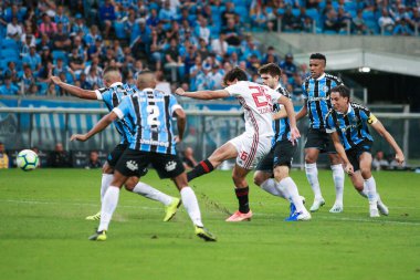 Porto Alegre - Ekim 02, 2019: Gremio 'ya karşı oynanan maçta, Amerika' nın Copa Libertadores takımının yarı finallerinde 1. maçta geçerlidir.