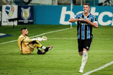 Porto Alegre - Ekim 02, 2019: Gremio 'ya karşı oynanan maçta, Amerika' nın Copa Libertadores takımının yarı finallerinde 1. maçta geçerlidir.