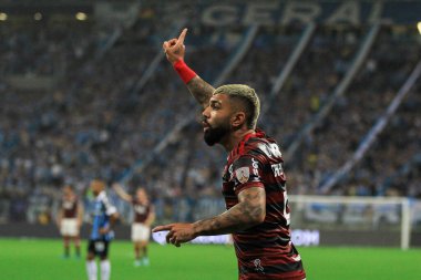 PORTO ALEGRE - FEB 22, 2020: GREMIO - during a match against Gremio, validated by the semifinal of the Gaucho 2020 Championship, at the Beira-Rio stadium, in Porto Alegre