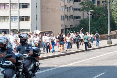 Sao Paulo Belediye Başkanı Tabaos Barajı 'nı ziyaret etti. 14 Eylül 2020, Sao Paulo, Brezilya: Sao Paulo Belediye Başkanı Bruno Covas, Taboao Reservoir - Aricanduva 2 'nin çalışmalarını ziyaret etti.,