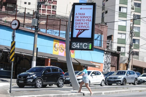 Aralık 2020 Sao Paulo Brezilya Sokak Termometresi Avenida Julho Sao — Stok fotoğraf