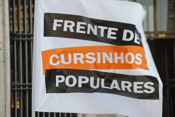 Sao Paulo 2019 Studenci Członkowie Protestu Stojący Przed Budynkiem Bruno — Zdjęcie stockowe