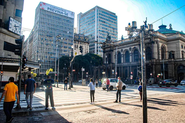 Sao Paulo 2020 Ruch Downtown Sao Paulo Ruch Osób Centrum — Zdjęcie stockowe