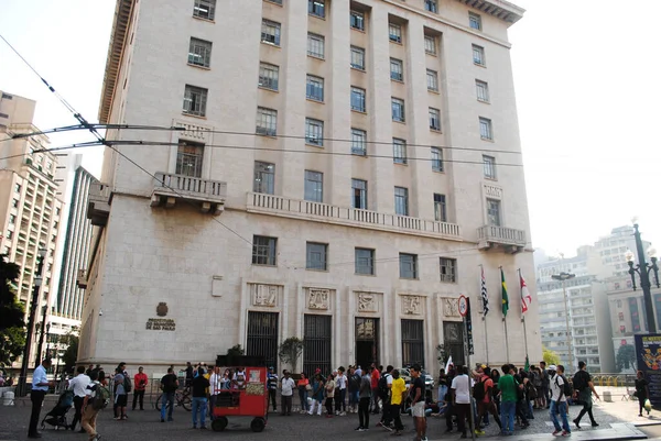 Sao Paulo 2019 Estudantes Membros Protesto Frente Construção Bruno Covas — Fotografia de Stock