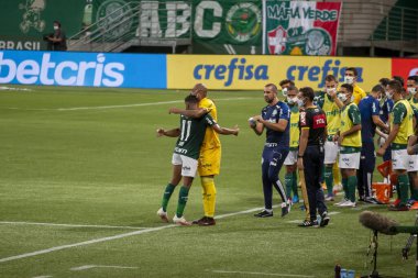 (SPO) Brezilya 1. Lig Futbol Ligi: Palmeiras Bahia 'ya karşı. 12 Aralık 2020, Sao Paulo, Brezilya: Palmeiras 'lı Rony, Alli' deki Brezilya 1. Ligi 'nin 25. turu için Bahia' ya karşı oynadığı futbol maçında golünü kutluyor.