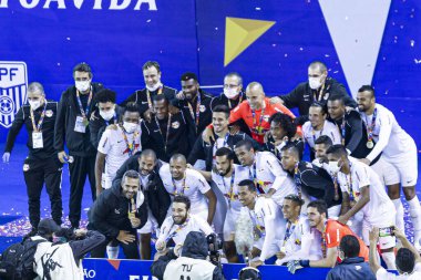 Red Bull Bragantino ve Guarani arasındaki son maç. 4 Ağustos 2020, Sao Paulo, Brezilya: Red Bull Bragantino ve Guarani arasındaki futbol maçı 2020 İçişleri Kupası finali için geçerlidir. 