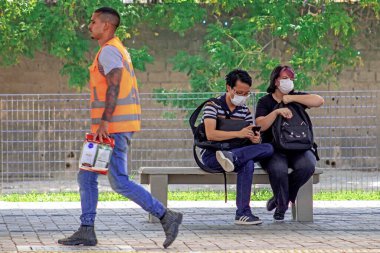 COVID salgını sırasında Terminal Metropolitan, Sao Paulo, Brezilya