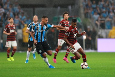 Porto Alegre - Ekim 02, 2019: Gremio 'ya karşı oynanan maçta, Amerika' nın Copa Libertadores takımının yarı finallerinde 1. maçta geçerlidir.