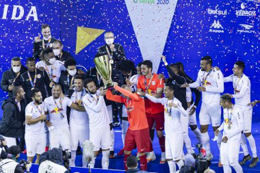 Red Bull Bragantino ve Guarani arasındaki son maç. 4 Ağustos 2020, Sao Paulo, Brezilya: Red Bull Bragantino ve Guarani arasındaki futbol maçı 2020 İçişleri Kupası finali için geçerlidir. 