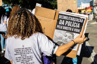 Bir genç olan Guilherme 'nin Americanopolis' te öldürülmesini protesto etmek. 21 Haziran 2020, Americanopolis, Sao Paulo, Brezilya: Aile ve arkadaşları genç Guilherme 'nin öldürülmesi için adalet talep eden barışçıl bir gösteri düzenlediler