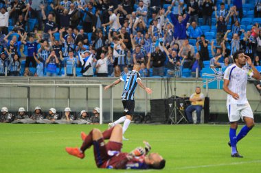 Porto Alegre - Ekim 02, 2019: Gremio 'ya karşı oynanan maçta, Amerika' nın Copa Libertadores takımının yarı finallerinde 1. maçta geçerlidir.