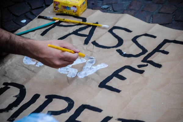 Sao Paulo 2019 Studenten Protestleden Staan Voor Het Gebouw Van — Stockfoto