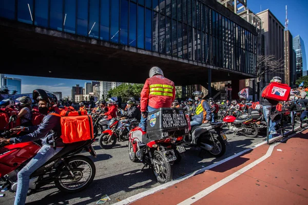 Sao Paulo Daki App Teslimatçılarının Protestosu Temmuz 2020 Sao Paulo — Stok fotoğraf