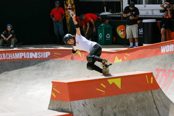 Sao Paulo 2019 Skate 本周四 12日 在位于圣保罗以西Vila Hamburguesa的Candido Portinari州立公园的世界溜冰场上的运动员 比赛将在9月9日至15日之间举行 — 图库照片