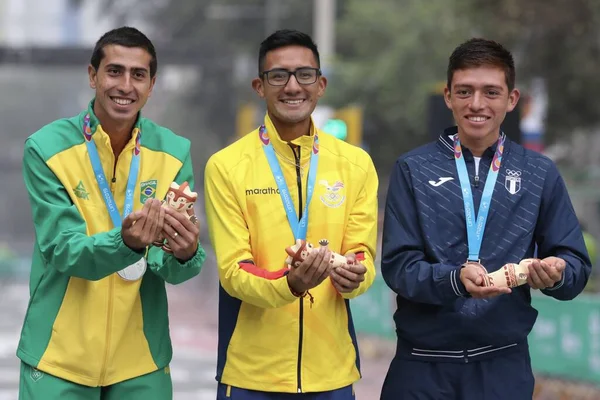 Lima Peru 2019 Podio Maratona 20Km Marcha Masculino Ouro Ficou — стоковое фото