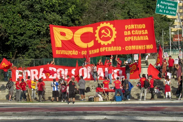 Juillet 2020 Sao Paulo Brésil Manifestants Protestant Contre Président Brésilien — Photo