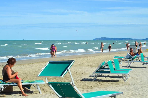 Рух Пляжі Ріміні Вересня 2020 Ріміні Італія Незважаючи Багато Італійців — стокове фото