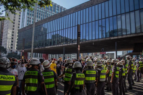 Sao Paulo 2020 Protestos Contra Favor Governo Avenida Paulista Manifestantes — Photo