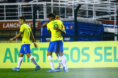 SAO PAULO - MAY 09, 2019: BRAZIL VS COLOMBIA. in a match between Brazil's Olympic team that faces Colombia in a friendly match at Estadio do Pacaembu