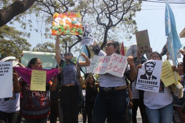 19 Temmuz 2020, Sao Paulo, Brezilya: Brezilya Cumhurbaşkanı Jair Bolsonaro 'yu protesto eden protestocular Central Sao Paulo' daki Franklin Roosevelt Parkı 'nda