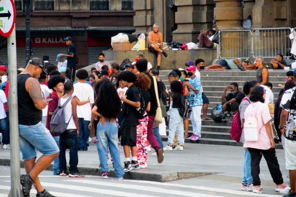 Movimiento Personas Centro Sao Paulo Septiembre 2020 Sao Paulo Brasil — Foto de Stock