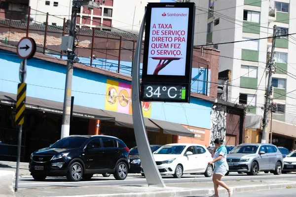 Aralık 2020 Sao Paulo Brezilya Sokak Termometresi Avenida Julho Sao — Stok fotoğraf
