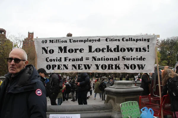 Protesto Bloqueio Nova Iorque Novembro 2020 Nova York Eua Pessoas — Fotografia de Stock