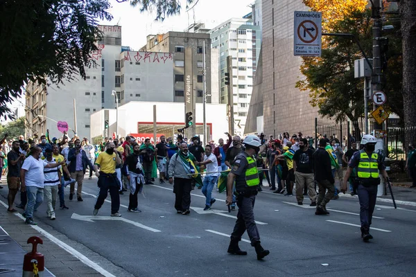 Sao Paulo 2020 Protestos Contra Favor Governo Avenida Paulista Manifestantes — Fotografia de Stock