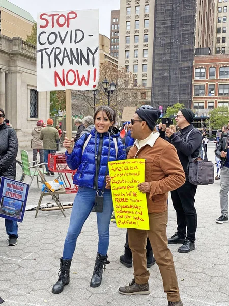 Novembro 2020 Nova York Eua Pessoas Protestam Contra Bloqueio Prefeito — Fotografia de Stock