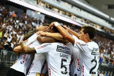 SAO PAULO - OCT 19, 2019: CORINTHIANS during the match between valid for the 27th round of the Brazilian Championship, at the Corinthians Arena in Itaquera